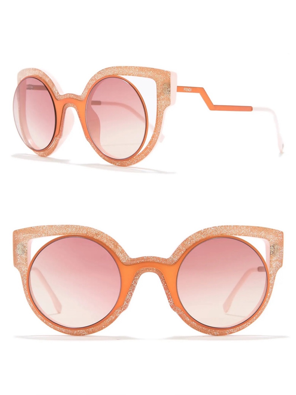 Fendi FF 0137/S 0NUG Orange Pink Glitter Cat Eye Sunglasses NWT Summer Sun Beach